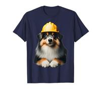 Miniatura American Shepherd Dog Yellow Hard Hat Costruzione Maglietta