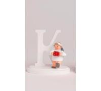 Miniatura Angelo Con Lettera "K" BxTxH= 7x4x7cm NUOVA Figura In Legno Invernale
