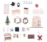 Miniatura apribile Star Entrances 30Pcs Decorazione di Vacanza in Legno Per Casa Modello Divertimento Creativo E Stagionale Display Miniatura Decorazione di Natale Set
