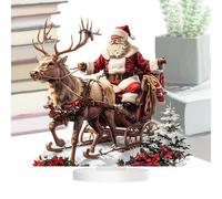 Miniatura con slitta con renne di Babbo Natale - Ornamento per il desktop natalizio, statua del cervo Claus | Decorazione da tavolo per interni ed esterni, statuetta da esposizione da collezio