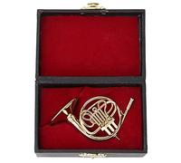 Miniatura Corno Ornamento In Ottone Placcato Oro Modello Di Strumento Musicale Elegante Decorazione Da Regalo Per Appassionati Di Musica Da Collezione Con Supporto E Custodia Regalo