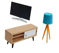 Miniatura Dollhouses TV E Cabinet Lampada Da Terra Set 1/6 1/12 Con Disegni di Simulazione Per Il Modello Artigianato Progetto Decorazione Casa Delle Bambole E Modello di Cabinet