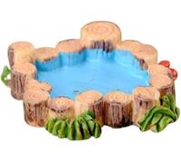Miniatura in legno e piscina blu per casa delle bambole, decorazione da giardino in resina, micro paesaggio, bonsai, scena d'acqua vintage, accessorio per laghetto da prato, kit fai da te, 4 cm