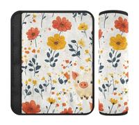 Miniatura maiale bianco floreale fiore 2 pz auto cintura di sicurezza cuscino rilascio stress al collo e spalle per Van forro para cinturon de seguridad