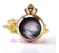Miniatura Oro Aurora Polare Abalone Guscio Tasca Collana Steampunk Orologio
