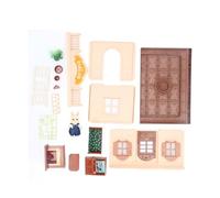 Miniatura per mobili per bambole set vibrante 112 mobili per bambole in scala con tavolo da tè divano di divano camino vaso di fiori per bambini soggiorno gioca accessori in