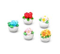 Miniatura Pianta in Vaso per Dollhouse, Set da 5 pezzi | plastica e resina | decorazione micro paesaggio | dettagli realistici | per diorama | colori vivaci | per adulti | per gioco