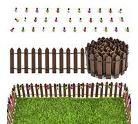 Miniatura Recinzione Giardino, Mini Recinzione in Legno per Natale 90 x 5 cm, con Perline Decorative 100 cm, Accessori per Case Delle Bambole, Decorazione Fai da Te per Natale (E)