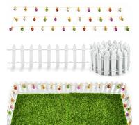 Miniatura Recinzione Giardino, Mini Recinzione in Legno per Natale 90 x 5 cm, con Perline Decorative 100 cm, Accessori per Case Delle Bambole, Decorazione Fai da Te per Natale (C)