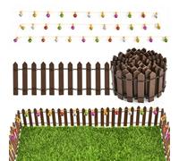 Miniatura Recinzione Giardino, Mini Recinzione in Legno per Natale 90 x 5 cm, con Perline Decorative 100 cm, Accessori per Case Delle Bambole, Decorazione Fai da Te per Natale (F)