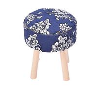 Miniatura rotonda imbottita, accessori per bambole 1:12, sgabelli a quattro zampe in legno, panno per mobili in miniatura delle bambole (Azul oscuro)