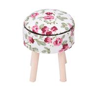 Miniatura rotonda imbottita, accessori per bambole 1:12, sgabelli a quattro zampe in legno, panno per mobili in miniatura delle bambole (Blanco)