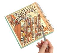 Miniatura Scena Sticker Book: 10 Miniatura Negozi e Case 3D Stereoscopi | Cartone animato adesivi libro per quaderni libri di testo astucci tazze d'acqua asilo scuola materna aula scuola premio festa
