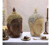 Miniatura Shakyamuni Buddhas Head Sculpture Resin Ornamentation Statue Religiose Per Lo Spazio Domestico Pratiche Consapevolezza Decori Desktop
