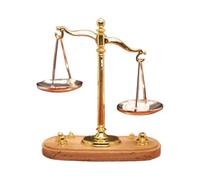 Miniature Balance Scales - Retro Zinc Alloy Model, Vintage 1:12 Mini Balance Scale with Wooden Base | Decorative Scale Ornament for Dollhouses Kitchens Bedrooms Classroom Living Room Display