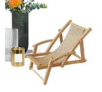 Miniature Beach Chair - Wooden Lounger Model, Tiny doll- house Furniture Decor | Decorative Mini Chair for Bookshelf