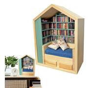 Miniature Booknook Kit - Handmade Tiny House for Adults, Wooden Library Decoration, Create Your Own Tiny World with a Charming Bookstore Design Booknook Kit per adulti