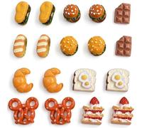 Miniature, Casa Delle Bambole, 18 Pezzi Cibo In Miniatura In Resina, Modelli Di Burger E Pane, Accessori Per Decorazione Casa Delle Bambole