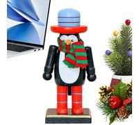 Miniature Christmas Figurines - Wooden Nutcracker Decor, Small Christmas Nutcracker Statues, Penguin Table Centerpieces | for Kids’ Party, Bedroom, Living Room, Shelf, Mantel, Cabinet Decoration