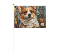 Miniature Corgi Fiori Floreali Primavera Giardino Stampa Palmare Bandiera Forniture per Partito per Parate Coppa del Mondo Festival Eventi