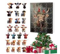 Miniature Cow Decor - 2D Acrylic Christmas Ornaments, Animal Charm Pendants, 24 Day Countdown, Hanging Accessory for Tree, Wall, Creative Christmas Countdown, Holiday Fun