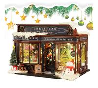 Miniature della casa delle bambole di Natale - arredamento per scrivania del kit di case minuscole | Kit di casa in miniatura in legno, decorazione natalizia della sala creativa per bambini e adulti,