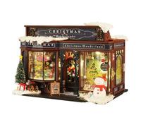 Miniature della casa delle bambole di Natale | Tiny House Kit con albero e mobili | fai da te decorazione natalizia casa delle bambole | Set creativo in miniatura per decorazioni per le vacanze