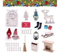 Miniature di giardino natalizio, Porte a fata in miniatura di Natale, Decorazioni natalizie in miniatura per piccoli giardini delle fate, versatili per porte da fiaba in miniatura