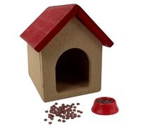 Miniature Dog House with Dog Bowl and Food 1:12 Scale Dollhouse Kennel Wooden Pet House Dollhouse Furniture for Accessories Decoration