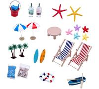 Miniature Doll House Beach Items - DIY Seaside Scene Accessories, Mini Zen Garden Beach Decorations Set, Tiny Coastal Props for Creative Landscape Building and Relaxing Display | Decorative Figurines