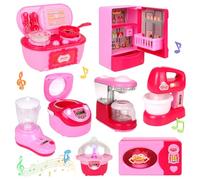 Miniature Dollhouse Furniture with Toys Coffee Fridge Blender Machine, Toddles Kitchen Appliance Set for Dollhouse Accessories, Kitchen Playset for Children Birthdays