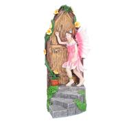 Miniature Elf Knocking The Door Fairy House Statue Door for Garden Yard