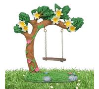 Miniature Fairy Garden Swing, Resin Flower Tree Swing Sculpture, 4.53x4.13 inches Sturdy Small Dollhouses Outdoor Decor, Lawn, Pathway, Yard, Bedroom, Driveway and Farm