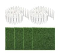 Miniature Fence - Mini Picket Fence For Garden | Doll House Fences, 35 Inch Doll House Fences, Wooden Crafts Panel Decoration With 4 Piece Fake Grass For Kids Indoor Outdoor Home Decor Boys Girls