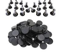 Miniature Figure Stand Set - 20X Black Model Platforms, Textured Round Bases | Shock-Resistant Scene Building Accessories, Scenic Display Pedestal for Wargame Units, Creative Tabletop Decorati
