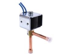 Miniature Flow Copper Pilot Solenoid Valve Refrigeration System AC220V For Central Air Conditioning (1 4 in, Brass - Low Voltage)