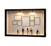 Miniature Gallery Set - Wood Silhouette Display Case, Compact Size with Seven Poster Slots, Premium Natural Timber, Creative Handcrafted Decor, For Home Birthday Party Wedding Valentine's Day