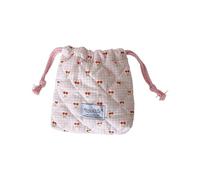 Miniature Gingham Cherrys Print Drawstring Storage Bag Portable Travel Organizers for Small Belongings Grids Pattern Storage Bag