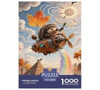 Miniature Hedgehog Jigsaw Puzzle 1000 Pezzi, Puzzle Autumn Elements Adulti, Gioco Diabilità Impossibile Puzzle Pittura Gioco Intellettivo Familiare Idea Regalo Uomo E Donna 38x26cm/1000pcs
