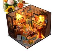 Miniature House Building Kit, Intricate Tiny Craft Construction Toy, 6.18 x 5.63 x 4.72-Inch Decorative Mini House Model for Home Office and Apartment Bookshelves Desks Dorms