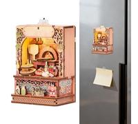 Miniature House Kit,DIY 3D Wooden Fridge Magnet With LED Light, Room Decor