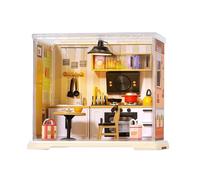 Miniature House Kit, Mini House Building Kit, Realistic Coffee Shop Design, Self Build Handmade Assembly Toy, Gift for Teens Adults, 6x7x5 Inches, Multicolor, 1 Set