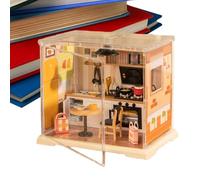 Miniature House Kit, Realistic Mini Coffee Shop Building Set, Handmade Assembly Model Kit with Detailed Kitchen Accessories Teens, Adults, Hobbyists, Gift Crafting, 15.3cm Abs