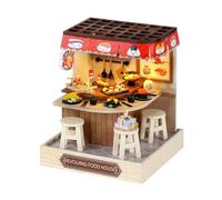 Miniature House Kit - Wooden Crafts with Dust Cover, DIY Kit with Tools, Decorative Wooden Doll House for Living Room, Bedroom, Kitchen, Shelf, Entryway, Classroom, Apartment, 9x15cm