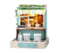 Miniature House Kit - Wooden Crafts with Dust Cover, DIY Kit with Tools, Decorative Wooden Doll House for Living Room, Bedroom, Kitchen, Shelf, Entryway, Classroom, Apartment, 9x15cm