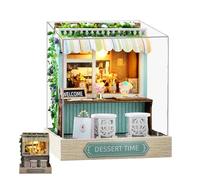 Miniature Kit, Tiny Doll House Building Craft Kit, Wooden Miniature Puzzles with Light for Living Room Bedroom Kitchen Office Shelf Entryway Classroom Apartment Christmas Holiday