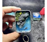 Miniature Landscape in an Iron Box, Pocket Islands,Handmade Art Sea Model, Stress Relief Toys for Adults, Desk Ornament and Diffuser(Dream begins (backpack buckle))