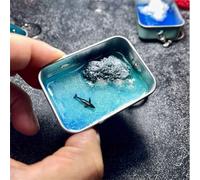 Miniature Landscape in an Iron Box, Pocket Islands,Handmade Art Sea Model, Stress Relief Toys for Adults, Desk Ornament and Diffuser(Northern Ocean (backpack buckle))