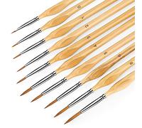 Miniature Paint Brushes, 10PC Fine Detail Paint Brush Set, Small Painting Brushes for Art, Crafts, Acrylic, Watercolor, Oil, Model, Face, Paint by Number, Figurine-Wood