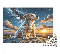 Miniature Pinscher - Carta premium - Cane sulla rupe rocciosa all’alba - Puzzle fai-da-te - Decorativo antistress - 38x26cm/1000 pezzi